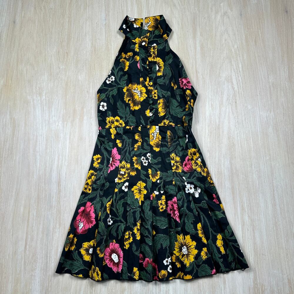 C/Meo Collective Floral Fit Flare Halter Mini Dress Garden Party Date Small